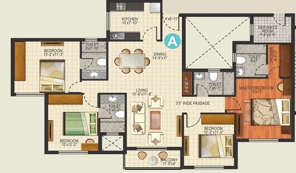 4 BHK floor plan of Sobha Codename Trinity