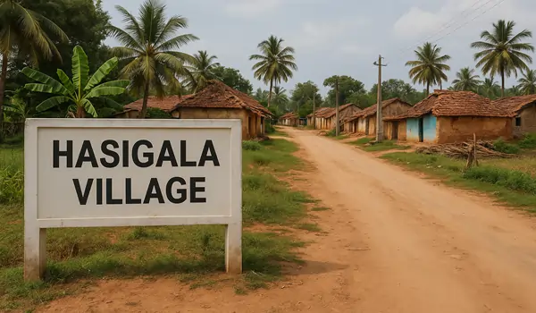 Map showing how close Hasigala Village is to Sobha Codename Trinity in East Bangalore location